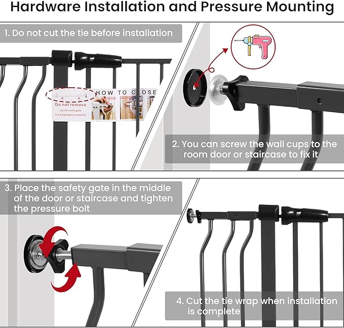 BalanceFrom Easy Walk-Thru Baby and Pet Safety Gate with Hold-Open and Auto-Close – Adjustable Steel Barrier for Stairs, Doorways, and Hallways, No Drilling Installation