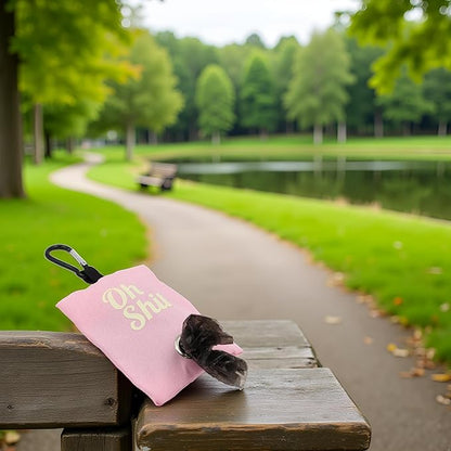 Pink Dog Poop Bag Holder,Pet Pets Supplies Canvas Garbage Bags,Poop Bag Dispenser Portable Poop Waste Bag Holder Outdoor Puppy Cat Pick Up Organizer,Dog Supplies