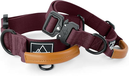 Made to ROAM Premium Explorer Control Collar - Adjustable Heavy Duty Nylon Dog Collar with Quick-Release Metal Buckle and Handle (Vermont Weekends, Control Size 3)