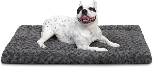 Washable Dog Bed Mat Dog Crate Pad Soft Fluffy Pet Kennel Beds Dog Sleeping Mattress for Large Jumbo Medium Small Dogs, 29 x 18 Inch, Gray