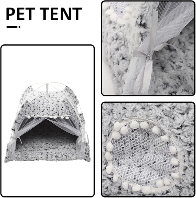 Summer Cat Tent Foldable Pet Teepee Indoor Outdoor Semi-Enclosed Comfortable Cat Nest Small Pet Sleeping Place All-Season Play Tent