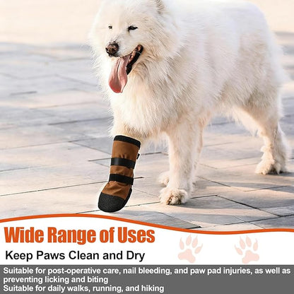 2 Pcs Dog Paw Wound Recovery Boots Non-Slip Dog Protector Boots for Injured Paw Breathable Soft Pet Shoes for Wound Care Outdoor Walking(XL,Khaki)