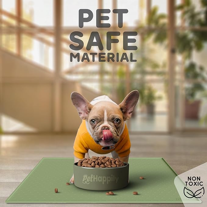 Dog Food Mat - Raised Edges Dogs Mat for Food and Water Prevent Spill, Waterproof Cat Food Mats Protect Floors, Easy Clean Dog Bowl Mats for Food and Water, Silicone Pet Food Tray