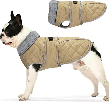 Dog Coat, Warm Dog Winter Coat for Medium Dogs, Waterproof Jacket with Adjustable Buckle & Velcro, Reflective Turtleneck Cold Weather Coats, Pet Fleece Vest Snow Jacket (Brown, S)