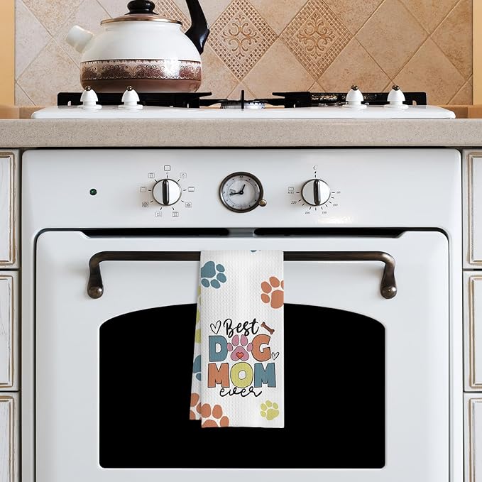 Dog Mom Gifts Kitchen Towels, Dog Lovers Owners Gifts for Women, Colorful Dogs Paws Hand Towels for Bathroom, 16x24 Inches