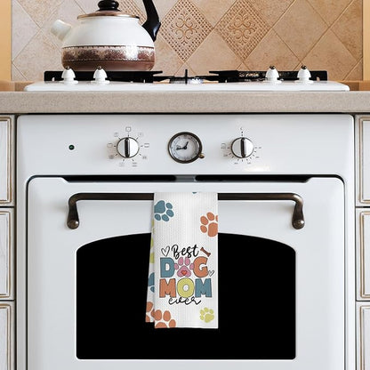 Dog Mom Gifts Kitchen Towels, Dog Lovers Owners Gifts for Women, Colorful Dogs Paws Hand Towels for Bathroom, 16x24 Inches