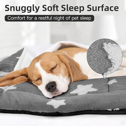 Mora Pets Dog Crate Pad Kennel Dog Bed Mat for Medium Dogs Washable Cute Star Pet Bed for Cage Ultra Soft Flat Puppy Cat Kitten Cushion for Sleeping Anti-Slip Grey 30 x 19