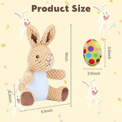 Rypet Stuffed Dog Toys Easter Bunny Dog Toy with Egg,Squeaker Plush Pet Toy with Crinkle Paper Interactive Durable Puppy Chew Toys Dogs Easter Gift for Medium Small Dogs