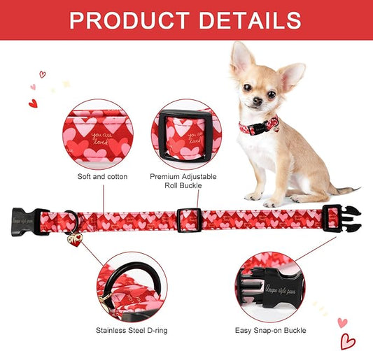 Unique style paws Valentine's Day Dog Collar Plastic Buckle Collar with Pendant Red Pink Love Gift Wedding Small Medium Large Boys Girls Dogs