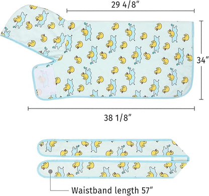 HDE Dog Bathrobe Super Absorbent Quick Drying Puppy Towel Wrap Coat Adjustable After Bath Robes with Hood for Dog Sizes S-XXL Rubber Duck Puddles XXL