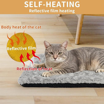 NAMOTEK Self-Warming Cat Bed Indoor/Outdoor Super Soft Self Heating Pet Mat Washable Thermal Pad for Cat & Dog 39x27 inch
