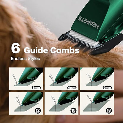 Dog Clippers for Grooming, Low Noise, Electric Quiet, Adjustable Clipper Comb, Rechargeable Cordless Dog Hair Clippers for Dogs Cats Pets, Green