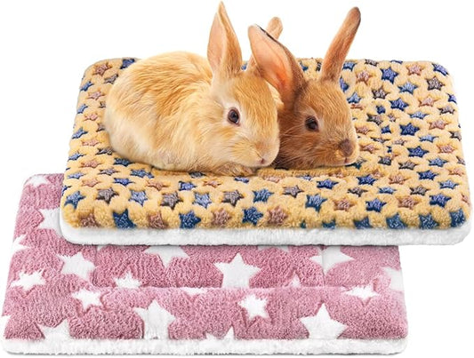 2 Pcs Guinea Pig Bed, Washable Rabbit Bunny Bed Mat Warm Small Animal Bed Pad Guinea Pig Pillow Pet Bed Mat for Chinchilla Hedgehog Ferret (19.3" x 12.6")