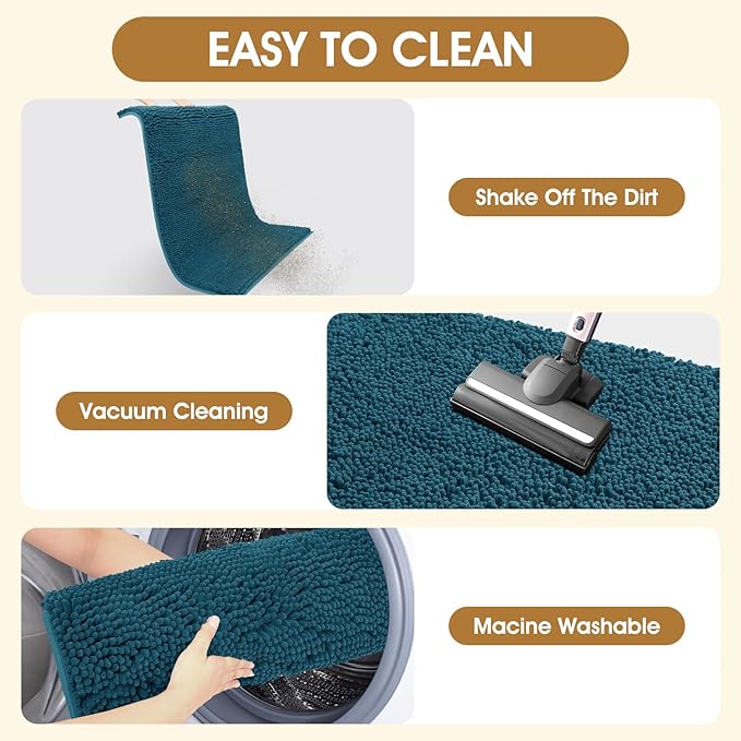IM HOME Extra Large Dog Door Mats for Muddy Paws, 60" x 36" Chenille Absorbent Mud Mat for Dogs, Non Slip Heavy Indoor Door Mat for Dogs, Soft Dog Mat for Entryway, Mud Paw, Inside Floor, Teal Blue