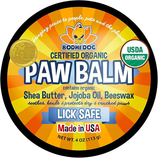 Bodhi Dog Paw Balm - Lick Safe - USDA Organic Paw Butter - Natural Paw Moisturizer Heals Dry, Cracked Paw Pads - Winter Protection - Pet Paw Balm for Dogs & Cats - Better than Paw Cream, Paw Wax (4oz)