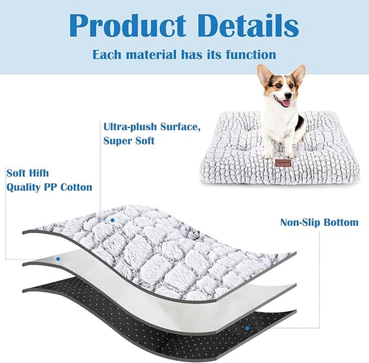 ULIGOTA Plush Dog Bed Soft Crate Pad for Cat Fully Machine Washable Anti-Slip Mat for Kennel (X-Large)