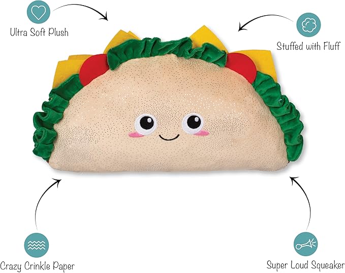 Fringe Studio Large Plush Dog Toy, FANTAS-Taco!, 16.5" Wide x 9" Tall, Pet Shop Collection (728023)