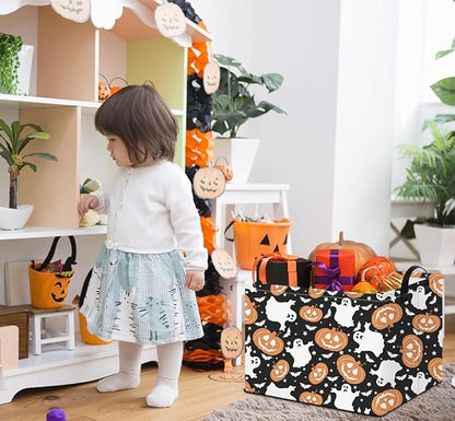 Rectangular Storage Basket Empty,Cute Storage Bin with Handles,Room Decor,Gift Basket,Book Box(Black Halloween Basket)