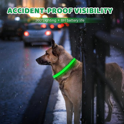 Led Dog Collar, Jestrem USB Rechargeable Waterproof Pet Safety Collar for Night Walking, Adjustable Reflective Collar Light Up Dog Collar for Small Medium Large Dogs