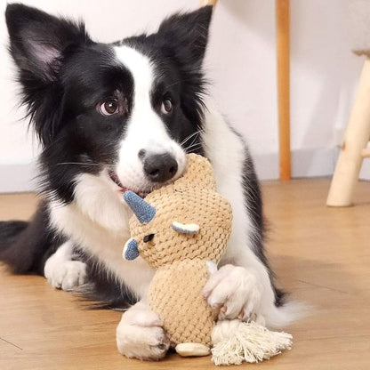 Large Dog Toys, Cute Squeaky Dog Toy, Stuffed Animal Plush Toys for Puppies, Durable Dog Chew Toy for Small,Middle,Large Breed (Brown(Uni-Hippo))