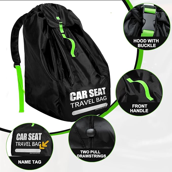 Car Seat Travel Bag for Airplane, Large Car Seat Bags for Air Travel with Padded Straps, Gate Check Storage Bag/Backpack for Car Seat Airport, Carseat Cover Travel - Baby Travel Essentials for Flying