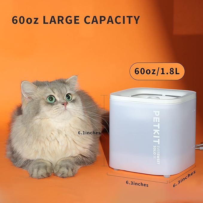 PETKIT New Wireless Pump Dog Cat Water Fountain with 5 pcs Filters, Quiet and Anti-Dry Pet Water Fountain with Wireless Pump for Indoor Cats/Dogs