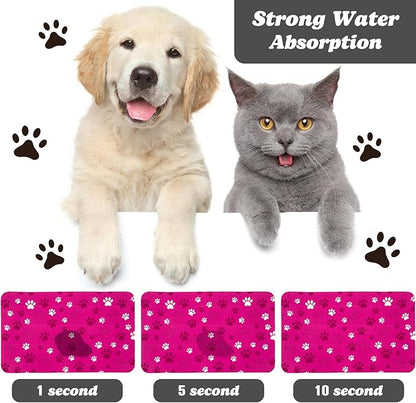 Dog Food Mat, Absorbent Water Bowl Mats Cat Pet Feeding Placemats Pink 12 * 20 inch