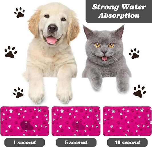 Dog Food Mat, Absorbent Water Bowl Mats Cat Pet Feeding Placemats Pink 24 * 32 inch
