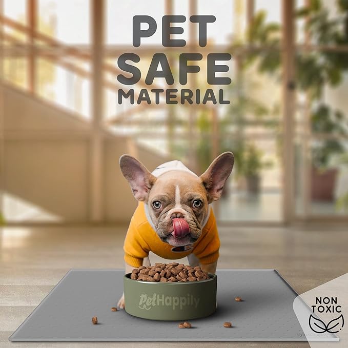 Dog Food Mat - 28x18 Raised Edges Dogs Mat for Food and Water Prevent Spill, Waterproof Cat Food Mats Protect Floors, Easy Clean Dog Bowl Mats for Food and Water, Silicone Pet Feeding Placemats