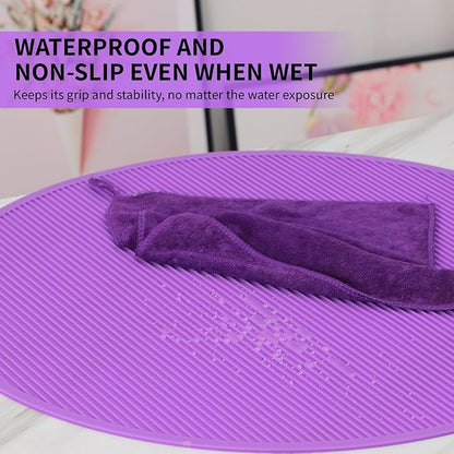 Pet Grooming Table Non-Slip Mat - Padded Mat for at-Home Grooming Dogs and Cats,Bathing Mat for Pets, Diameter: 22.4inch/57cm (Purple, Diameter: 22.4inch/57cm)