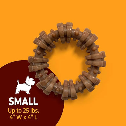 Nylabone Textured Ring Strong Chew Toy for Dogs Made with Real Beef & Chicken, Durable Dog Chew Bones for Aggressive Chewers, Keeps Dogs Busy, Small Dog Toys - Up to 25 lbs, 1 Count