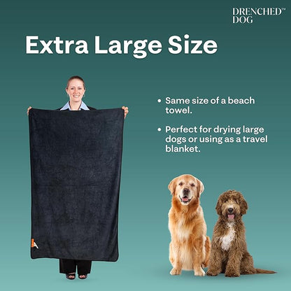 Microfiber Dog Bath Towel – Large Dog Drying Towel (47 x 31.5 in) – Ultra Absorbent Pet Towel for Bath Time, Swimming & Wet Dogs