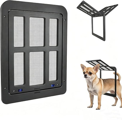 Namsan Pet Screen Door, Doggy Door for Sliding Screen Door, 8.3 x 10.3 Inches Cat Door for Screen Door, Magnetic Close Small Dog Door Window Porch, Black