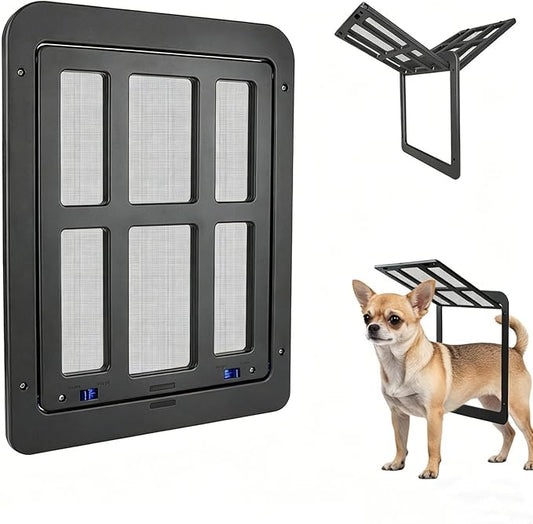 Namsan Pet Screen Door, Doggy Door for Sliding Screen Door, 8.3 x 10.3 Inches Cat Door for Screen Door, Magnetic Close Small Dog Door Window Porch, Black