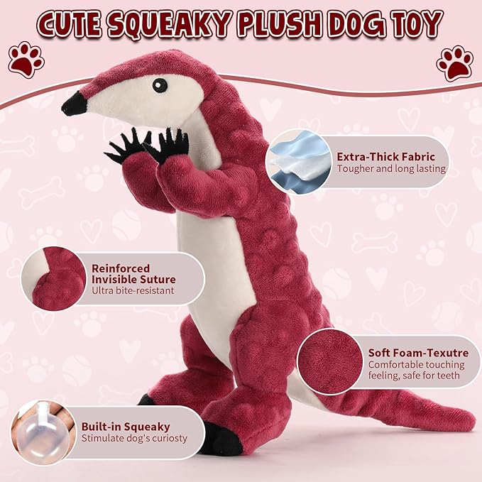 Plush Chew Toys for Large Dogs, Squeaky Dog Toys, Stuffed Animal Dog Plush Toy for Small Medium and Large Breed, Pet Toys for Dogs to Keep Them Busy, Interactive Tough Dog Toy