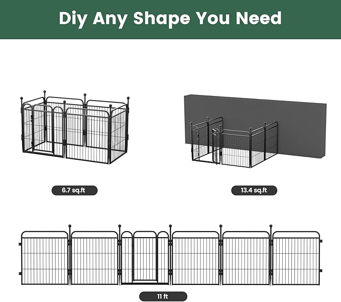 Gardner Pet Dog Playpens, 24" H 6 Panels Dog Pen Outdoor/Indoor Dog Fence Exercise Pen for Small/Medium Dogs, Pet Play Yard Gate with Gravity Automatic Lock, Pet Playpen, Black