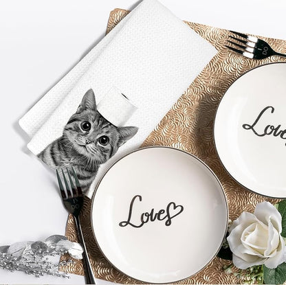 Funny Cat Bathroom Hand Towels, Cat Mom Lovers Lady Gifts for Women, Pet Lover Gifts Decorative Hand Towels for Bathroom Decor, 16x24 Inch Set of 2