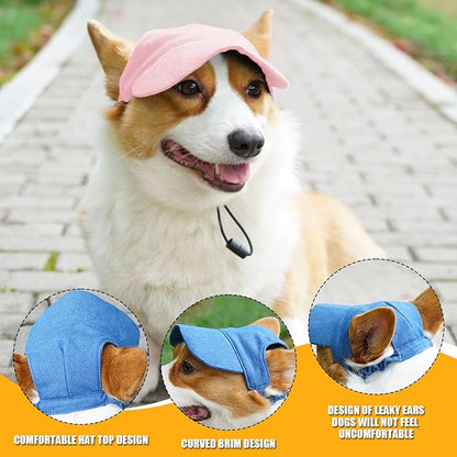 Dog Baseball Cap,Pet Summer Beach Hat,Dog Cat Sunbonnet Cap with Ear Holes,Adjustable Cat Visor for Small Medium Large Dogs (Pink, X-Large)