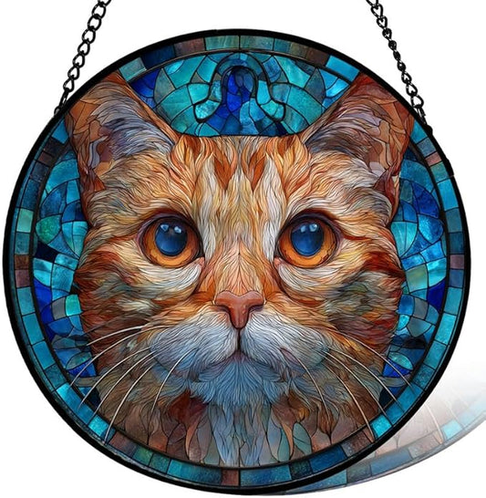 Stained Glass Window Hanging， Butterfly Floral 6.3in Sun Catchers Indoor Window， Core Decor Inside and Outside The Cottage， Gifts for Women， Colorful Butterflies Decor， Home Decor Gifts