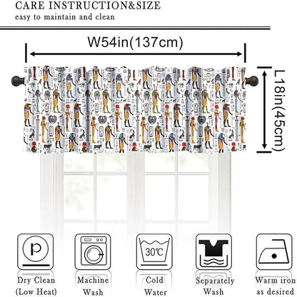 Ancient Egypt Valance Curtains Vintage Egyptian Culture Hieroglyph and Symbol Mysterious Egypt Ethnic Religion Window Valance Curtain for Farmhouse Bedroom Living Room Kitchen 54x18inch