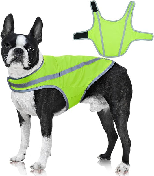 FUAMEY Dog Reflective Vest for Medium Dogs,Dog Hunting Vest High-Visibility Dogs Safety Vest for Night Walking Water-Resistant Service Pet Gear Adjustable Outdoor Activities Neon Green M