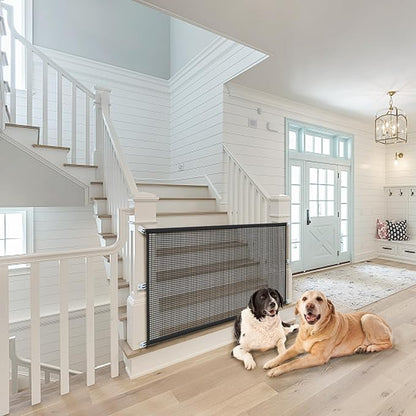 Dog Gate Indoor Pet Gates for Stairs: Dogs Screen Mesh Gate for The House Magic Gate for Kitchen Doorways Hallway Stairways Porch Yard 30 inch Tall, 60 inch Wide