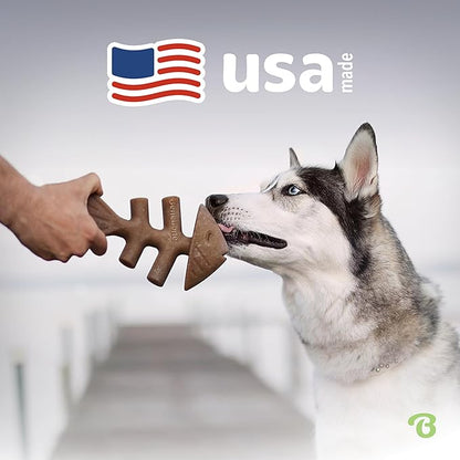 Benebone Fishbone Durable Dog Chew Toy for Aggressive Chewers, Real Fish, Made in USA, Large