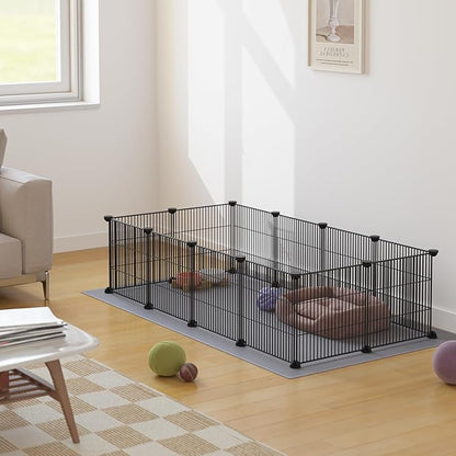 DIY Small Animal Playpen, Pet Playpen, Guinea Pig Cages, Rabbit Playpen, Dog Puppy Playpen, Indoor Metal Wire Yard Fence, 15 X 12 Inch, 12 Panels, Black