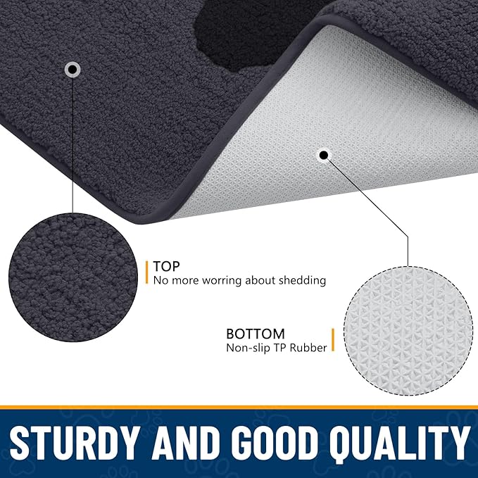 Smiry Dog Door Mat for Muddy Paws, Absorbs Moisture and Dirt, Low-Profile Entryway Mat with Non-Slip Backing, Entry Indoor Outdoor Doormat for Inside Floor (59x35 Inches, Black, Paw)