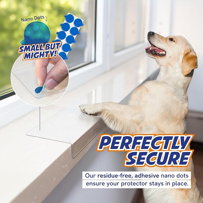 Panther Armor Window Sill Protector 2 Pack, Window Sill Cover and Windowsill Protector for Dogs and Cats, Clear Window Ledge Protector, Fits 29.5 x 3.25 Inch Sills, Easy Stick On Install, Large