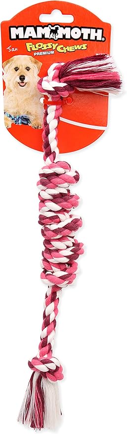 Mammoth Pet Products Flossy Chews Color Monkey Fist Bar, Small, 15-Inch - Colors Vary, MultiColored (20094F)