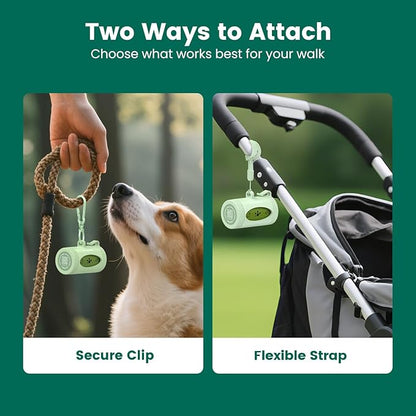 Dog Poop Bags Rolls with Retractable Poop Bag Holder, Leak Proof and Extra Thick Lavender Pet Waste Bags, 70% Recycled GRS Certified, 1 Dispenser and 105 Bags for Doggy Walking & Cat Litter