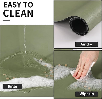 Dog Food Mat - Absorbent Cat Mat for Food and Water, No Stains Pet Feeding Bowl Mat, Easy to Clean Pet Placemats, Quick Dry Dog Water Dispenser Mat for Messy Drinkers | Green 18"x34"
