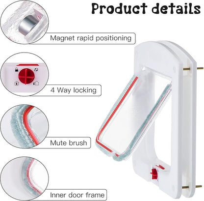 Saintrygo Cat Door 4 Way Rotary Locking Flap Door for Interior Exterior Weatherproof Pet Doors for Cats & Dogs Circumference < 23", Outer Size 9.61" x 7.99"